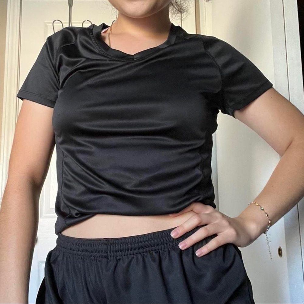Black v-neck workout top